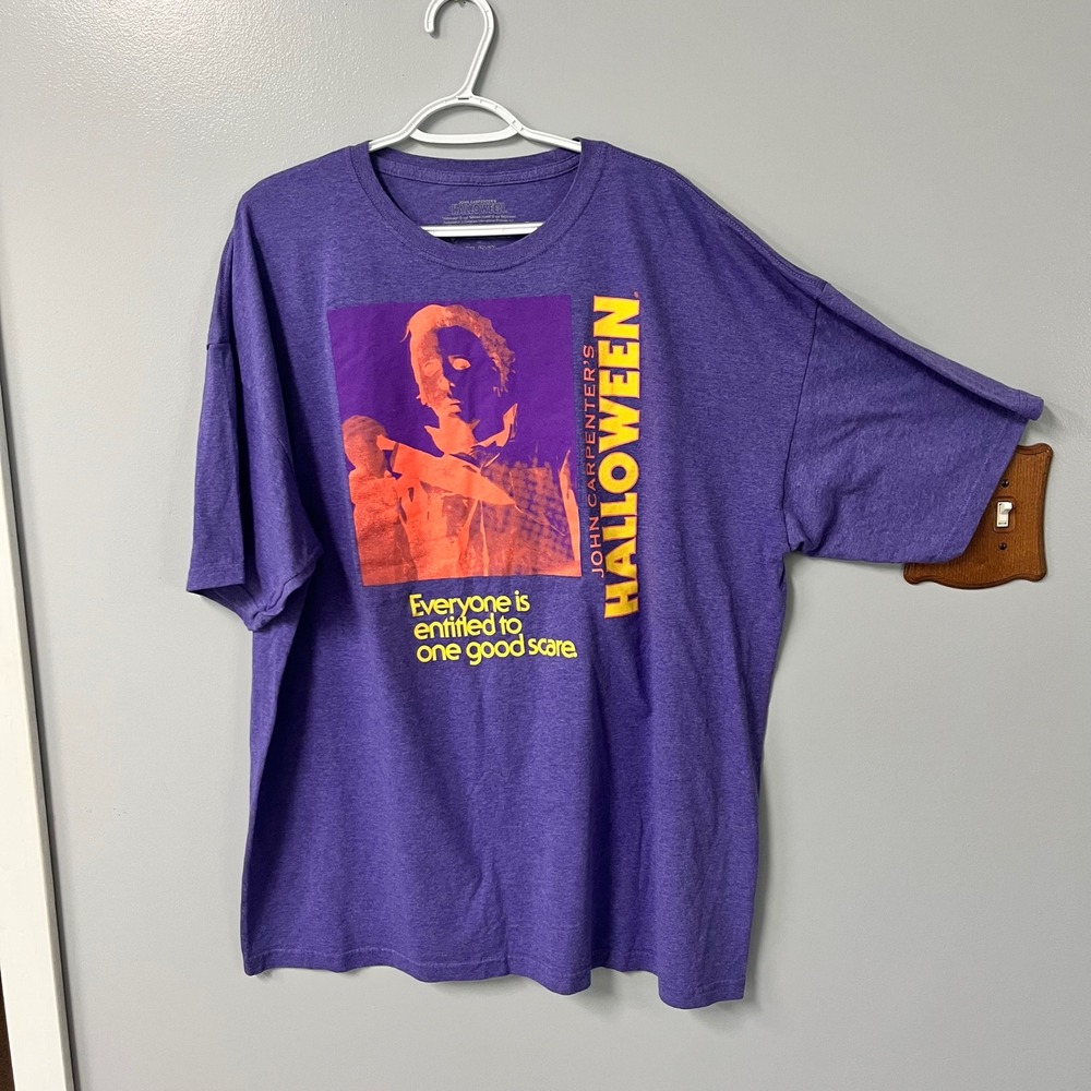 John Carpenter Halloween Michael Myers Purple Graphic T-Shirt Mens 2XL Movie Tee